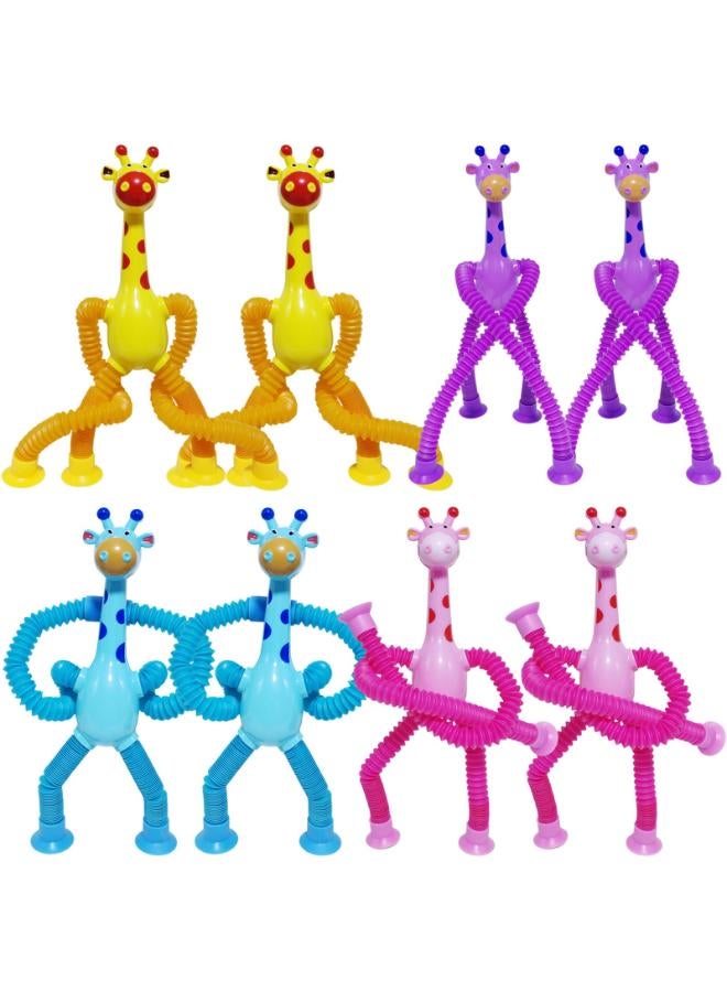 8Pcs Telescopic Suction Cup Giraffe Toys, Suction Pop Tubes Giraffe Sensory Toys, Pop Fidget Toys for Toddler Travel, Easter Basket Stuffers Party Favor Birthday for Kids Boys Girls