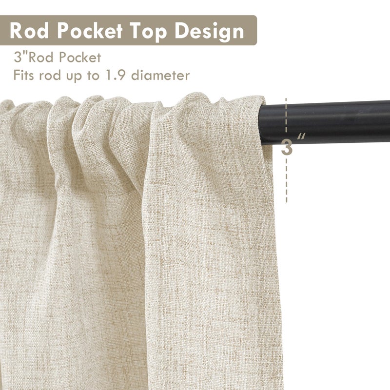DriftAway Linen Textured Curtain Valances for Windows Light Filtering 3 Inch Rod Pocket Farmhouse Country Rustic Kitchen Valances for Bedroom Living Room Bathroom 14 inch Length Beige - Image 3