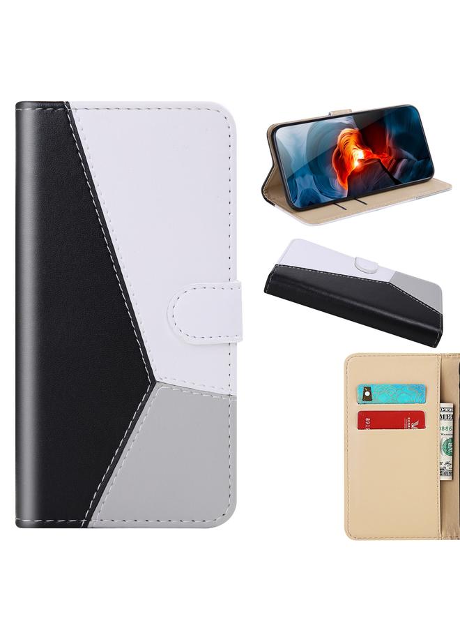 اس-توب جراب هاتف iPhone 15 Pro Max من الجلد بخياطة ثلاثية الألوان أفقية قابلة للطي - Image 1