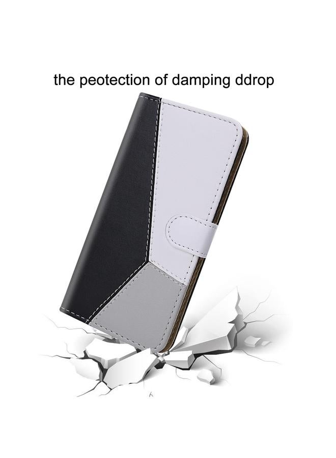 اس-توب جراب هاتف iPhone 15 Pro Max من الجلد بخياطة ثلاثية الألوان أفقية قابلة للطي - Image 5