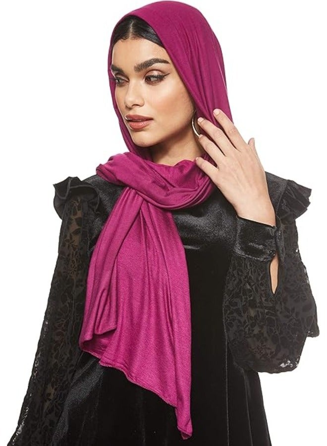 Jersey Stretch Shailah Hijab Muslim Islamic Arab Scarf Headscarf Abaya Shawl Scarves Soft  Color: Violet Red  - Image 1