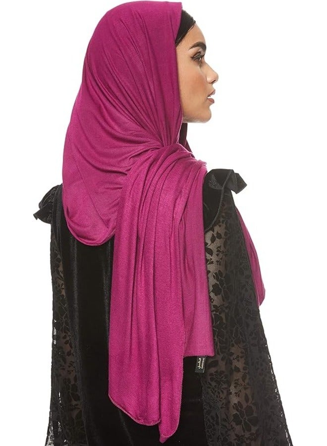 Jersey Stretch Shailah Hijab Muslim Islamic Arab Scarf Headscarf Abaya Shawl Scarves Soft  Color: Violet Red  - Image 2