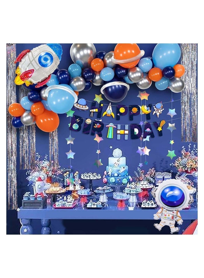 NIBEMINENT Outer Space Birthday Party Decoration Set Balloons Banner Supplies Rocket Astronaut for Boys Men Kids Happy Decor Suit Baby Decorations - Image 4