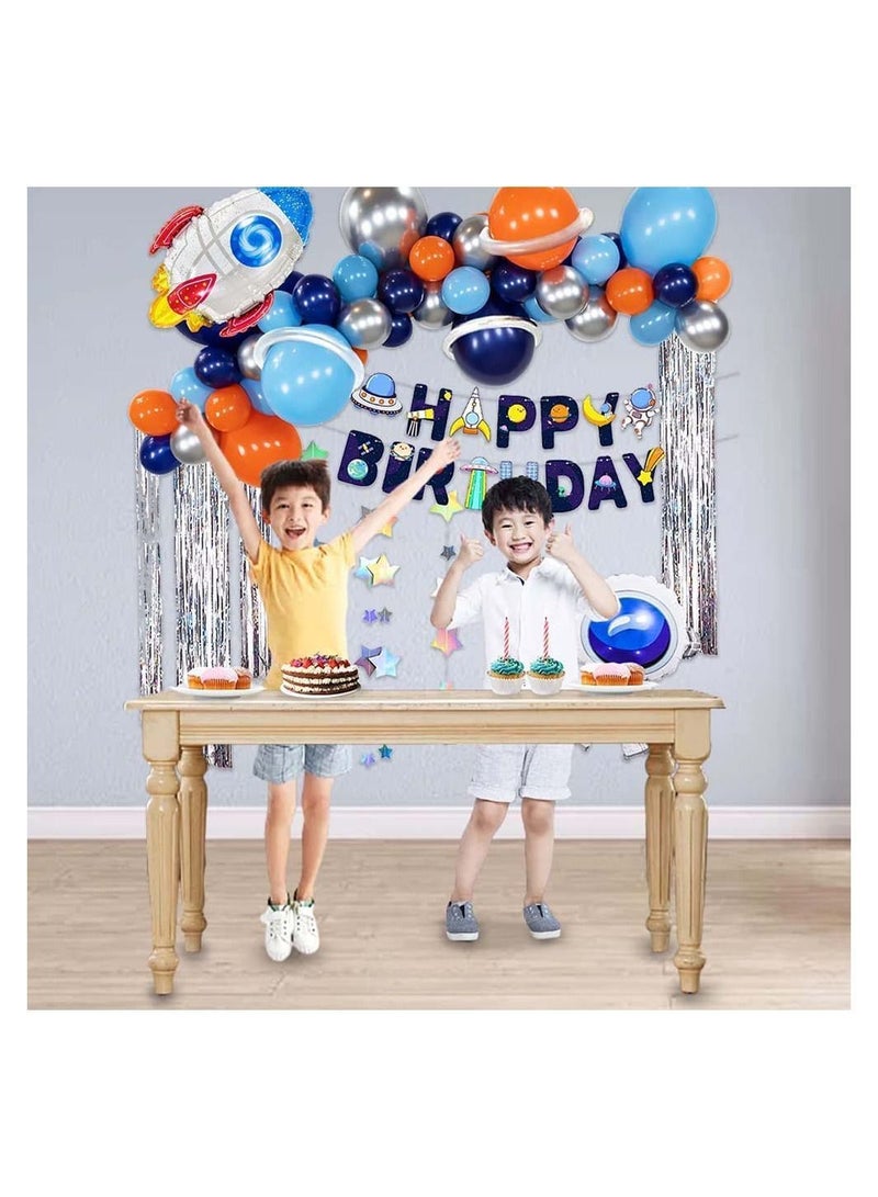 NIBEMINENT Outer Space Birthday Party Decoration Set Balloons Banner Supplies Rocket Astronaut for Boys Men Kids Happy Decor Suit Baby Decorations - Image 3