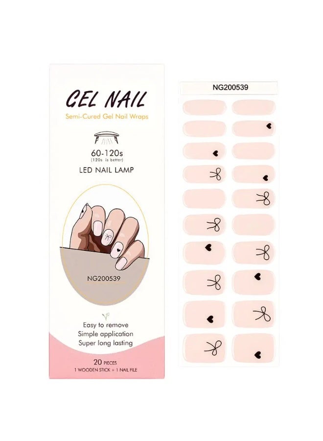 Semi-Cured Gel Nail Wraps – Salon Quality Manicure – 20 Strips + File + Wooden Stick – Easy Apply & Remove - Image 3