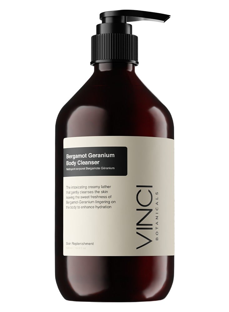 Vinci Botanicals Vinci Botanicals Bergamot Geranium Body Cleanser | Aromatic Body Wash to Hydrate & Balance Skin | Alternative to Regular Soap | Fresh & Sweet Aroma | Vegan, Cruelty & Paraben-Free | 500 ml - Image 1