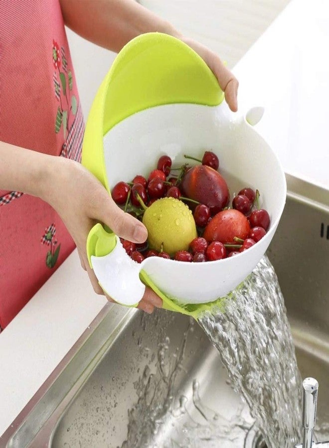 Barasti Multi Functional Washing Fruits and Vegetables Bowl Strainer Plastic Vegetable Basket Strainer Drainer Washing Fruits Bowl Drain Basket Kitchen Organizer - Image 2