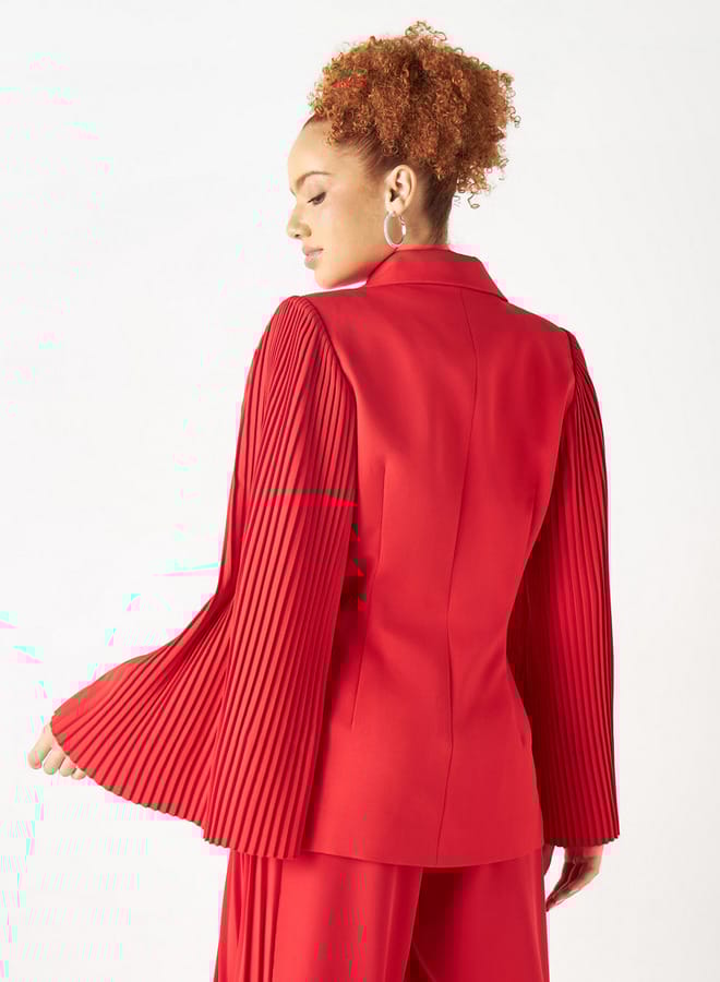 2Xtremz 2Xtremz Lightweight Blazer with Pleated Long Sleeves and Notched Lapel  - Image 2