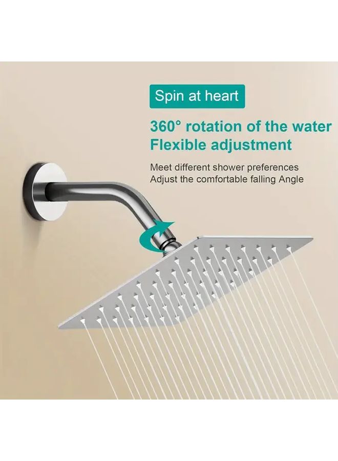 Polished Chrome 6 Inch Square Rainfall Shower Head Stainless Steel High Flow Pressure Boost - Image 4