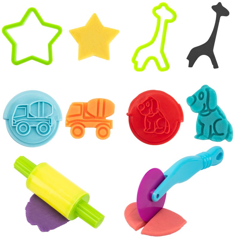Vaike kauss Dough Tools for Kids, 46Pcs Dough Toys Include Play Food Molds - Cupcakes, Ice Cream, Noodle, Play Bulk Pack with Roller, Cutters, Scissor, Dough Mat and Storage Bag Gifts (Tools) - Image 2