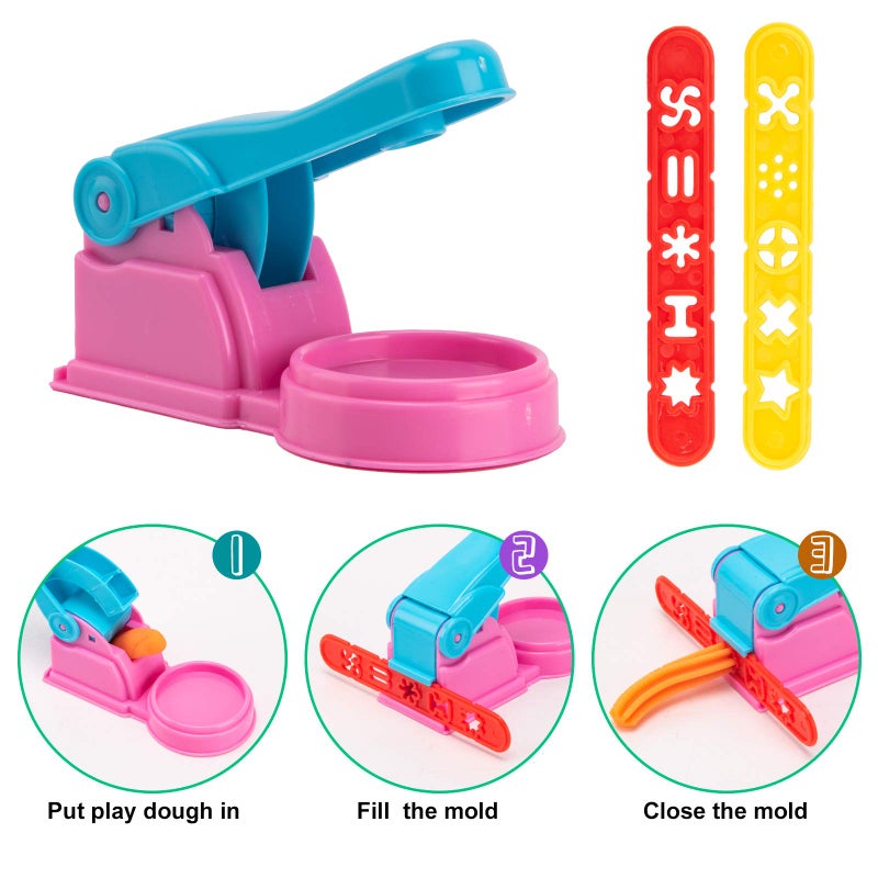 Vaike kauss Dough Tools for Kids, 46Pcs Dough Toys Include Play Food Molds - Cupcakes, Ice Cream, Noodle, Play Bulk Pack with Roller, Cutters, Scissor, Dough Mat and Storage Bag Gifts (Tools) - Image 4