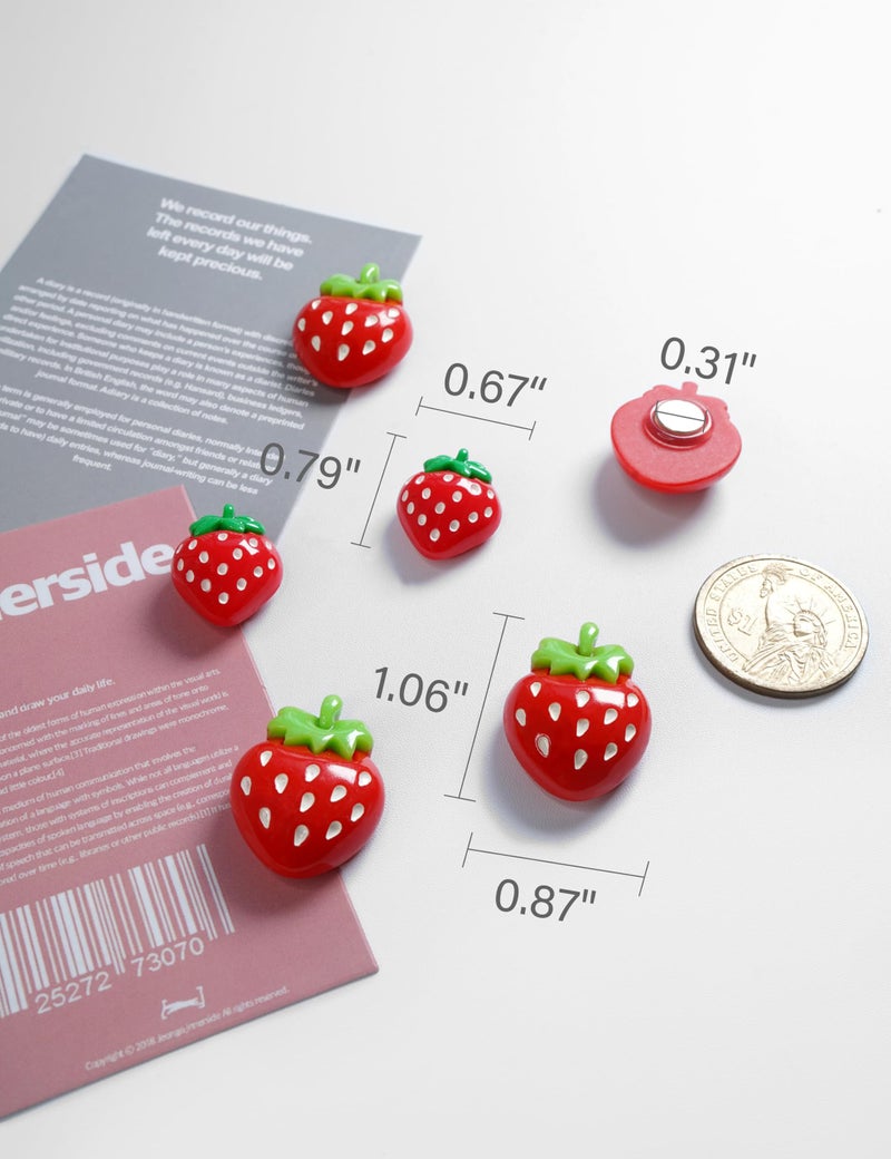 Zreal 12Pcs 3D Strawberry Cute Fridge Magnets, Red Refrigerator Magnets, Funny Magnets for Fridge Decorative Magnets for Kitchen Office Locker (Red Glossy, 6 Small + 6 Large - Image 2