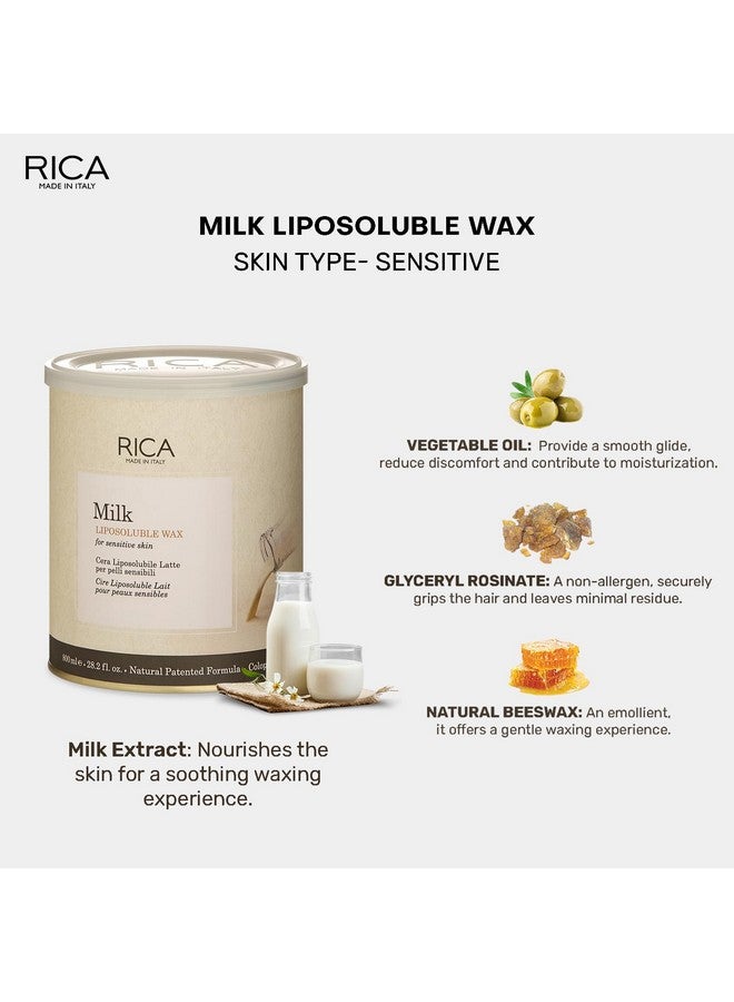 Rica شمع إزالة الشعر بدون ألم من ريكّا - قابل للذوبان في الحليب للرجال والنساء | شمع إزالة تان سريع وسهل للبشرة الحساسة | 800 مل، عبوة واحدة - Image 2