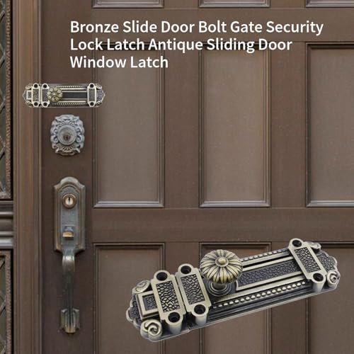 Geesatis Bronze Slide Door Bolt Gate Security Lock Latch Antique Sliding Door Window Latch, with Mounting Screws, Length 5 inch - Image 4