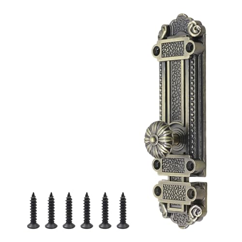 Geesatis Bronze Slide Door Bolt Gate Security Lock Latch Antique Sliding Door Window Latch, with Mounting Screws, Length 5 inch - Image 1