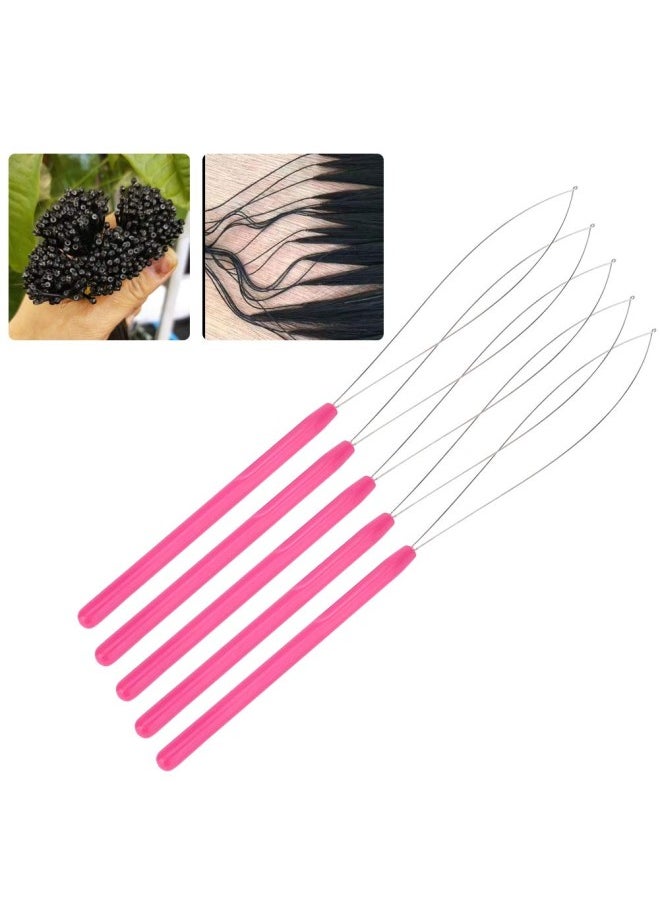 silvercnc - Multi Color Hair Extensions Loop Pin Threader, Wire Pulling Hook Tool for Silicone Microlink Beads and Feathers, Suitable for hair extension or feather installation(Pink) - Image 1
