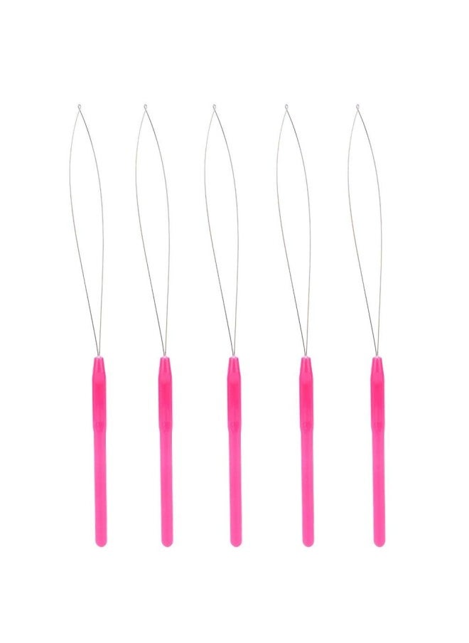 silvercnc - Multi Color Hair Extensions Loop Pin Threader, Wire Pulling Hook Tool for Silicone Microlink Beads and Feathers, Suitable for hair extension or feather installation(Pink) - Image 1