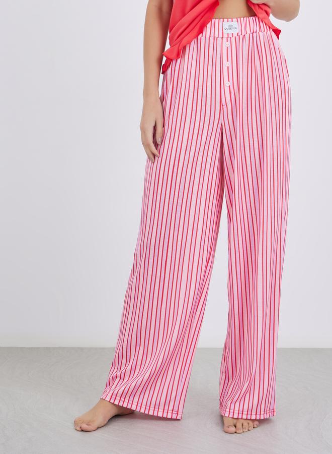 Styli Women Coral Patch Detail Tank and Striped Placket Detail Pyjama Set - Image 5