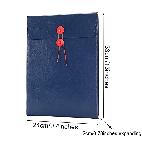 Enyuwlcm PU Leather A4 File Folder Document Holder Filing Envelope Project File Jacket with String Tie Closure 3/4 Inch Expansion Blue - Image 2