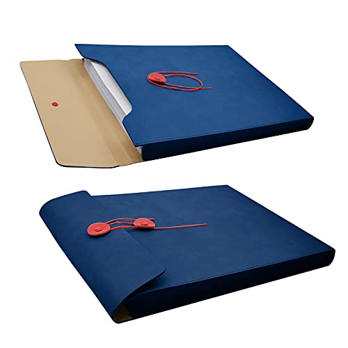 Enyuwlcm PU Leather A4 File Folder Document Holder Filing Envelope Project File Jacket with String Tie Closure 3/4 Inch Expansion Blue - Image 4