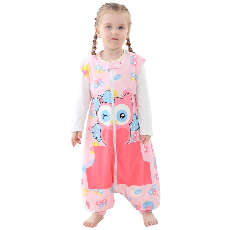 MICHLEY Unisex Baby Wearable Blanket Autumn Winter Toddler Sleeveless Sleeping Bag with FeetOwl35T