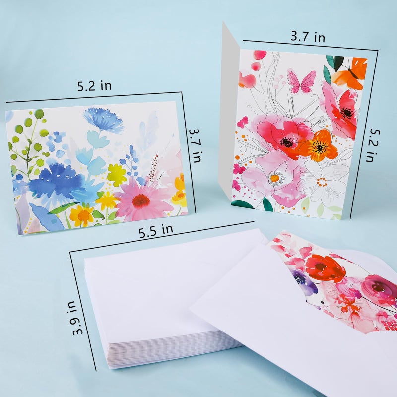 FUHITIM 48 Pack Blank Cards and Envelopes, Watercolor Flowers Blank Greeting Cards, Blank Cards for All Occasion - Image 3