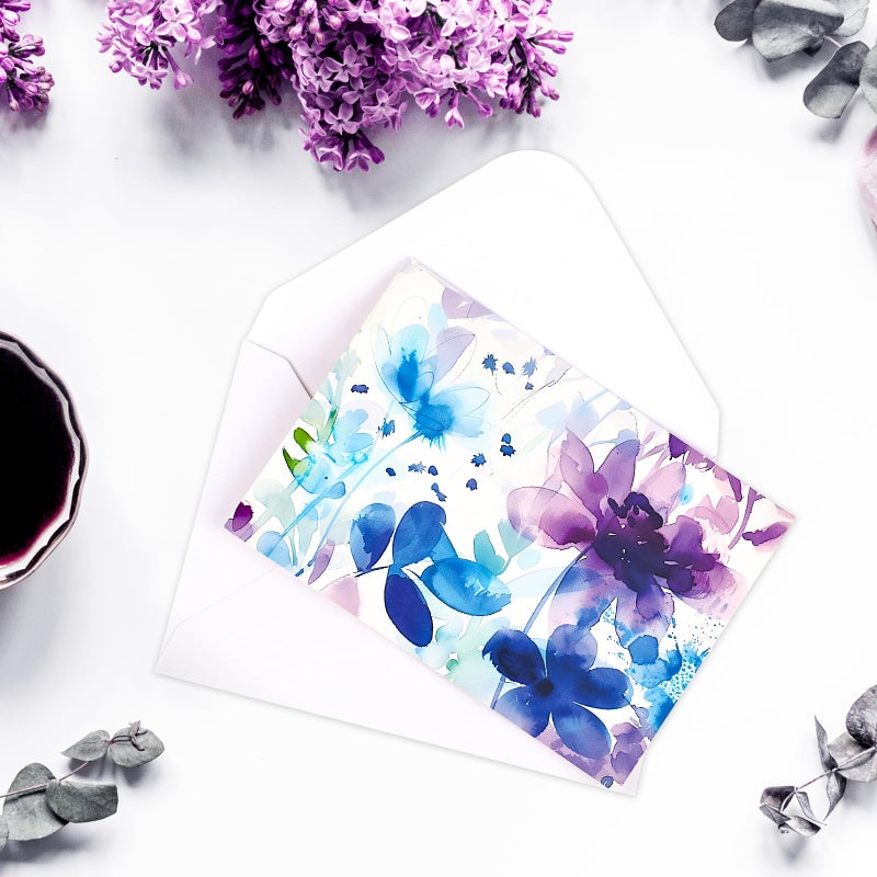 FUHITIM 48 Pack Blank Cards and Envelopes, Watercolor Flowers Blank Greeting Cards, Blank Cards for All Occasion - Image 5