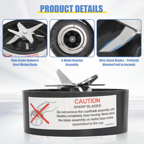 Wadoy NB-202 Replacement Extractor Blade Compatible with Nutribullet NB-202 1000W Blender, Upgrade Sharper Cross Blade Replace for Nutribullet Prime - Image 2