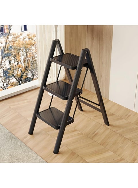 3-Step Folding Ladder – Sturdy and Lightweight Design, Easy to Store and Carry, Ideal for Home and Office Use, Safe Access to High Areas with Anti-Slip Steps for Stability and Safety