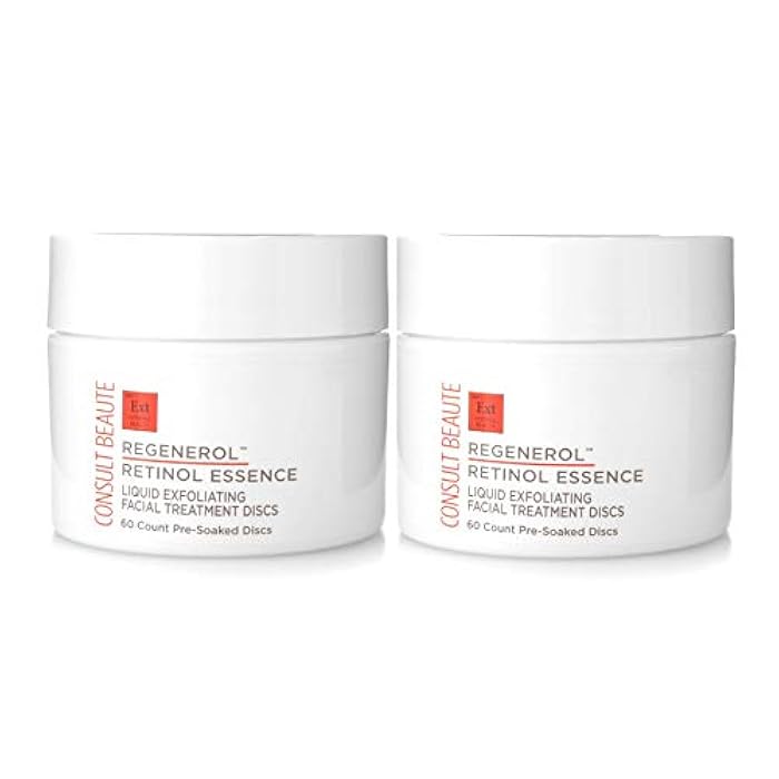 Consult Beaute - Regenerol - Retinol Exfoliating Facial Treatment Pads - Micro Exfoliation for Face - Smoother, Glowing Skin - 60 Disposable Wipes (2Pack) - Image 1