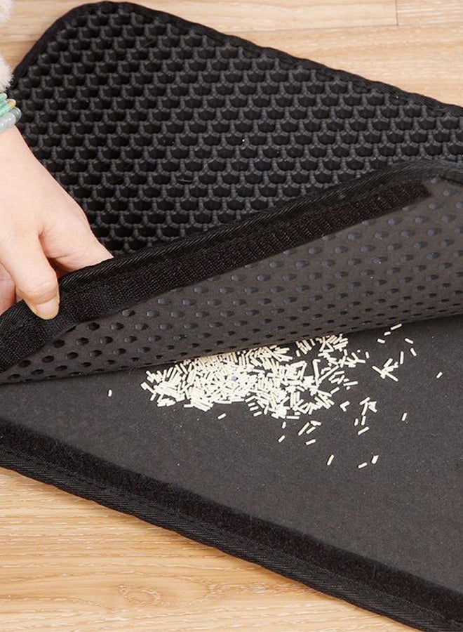 حصيرة فضلات القطط الأليفة مزدوجة، سجادات رملية للقطط بطبقة مزدوجة لصندوق فضلات القطط، حجم كبير قابل للطي وغير قابل للانزلاق، سرير للحيوانات الأليفة مقاوم للماء وسهل التنظيف وقابل للطي، رمادي - Image 5