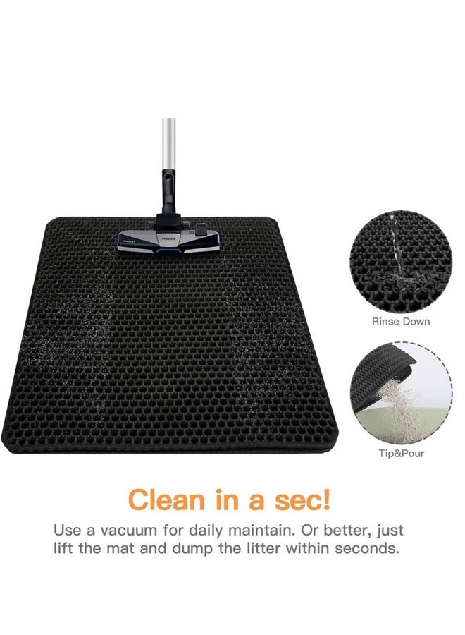 حصيرة فضلات القطط الأليفة مزدوجة، سجادات رملية للقطط بطبقة مزدوجة لصندوق فضلات القطط، حجم كبير قابل للطي وغير قابل للانزلاق، سرير للحيوانات الأليفة مقاوم للماء وسهل التنظيف وقابل للطي، رمادي - Image 4