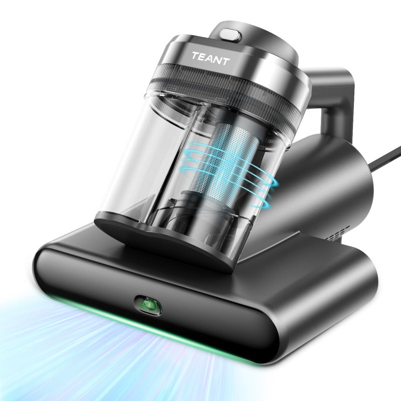 Teant مكنسة فرشة مرتبة Teant Powerful 2Speed 14kPa18kPa مع إضاءة خضراء للكشف عن الغبار 2537nm UVC LED وعرض HEPA 149 Heat Aroma للسرير والأريكة والسجاد - Image 2