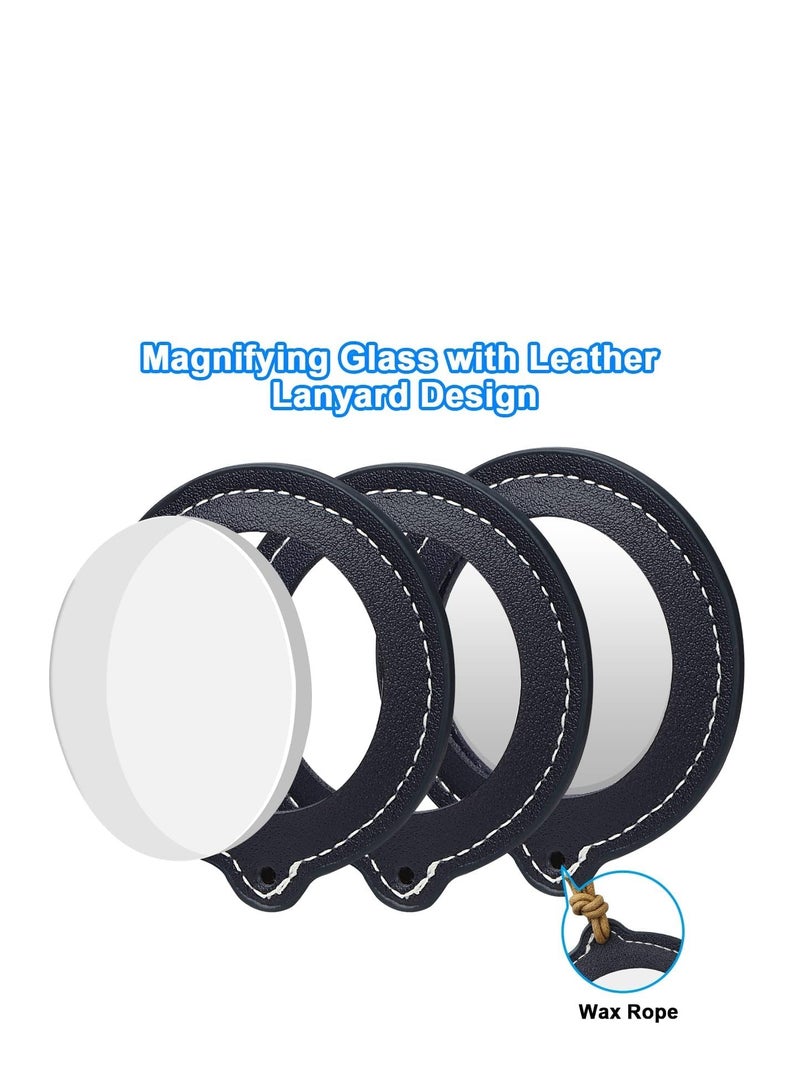 SYOSI 3Pcs Leather Necklace Magnifying Glass, 10X Reading Magnifier for Seniors & Kids, 80MM Magnifying Lens for Book Newspapers Reading,Inspection, Coins, Jewelry, Exploring - Image 4