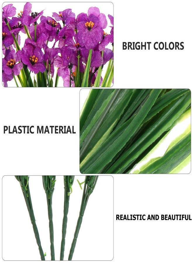 ifundom 4 Bundles Artificial Violet Artificial Purple Flowers Silk Violet Flower Fake African Fake Bloom Bundles Faux Bloom UV Resistant Faux Plants for Vase Indoor Outdoor Home Garden Wedding Decor - Image 4