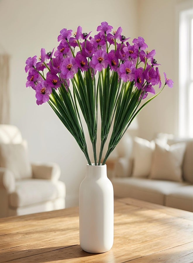 ifundom 4 Bundles Artificial Violet Artificial Purple Flowers Silk Violet Flower Fake African Fake Bloom Bundles Faux Bloom UV Resistant Faux Plants for Vase Indoor Outdoor Home Garden Wedding Decor - Image 3