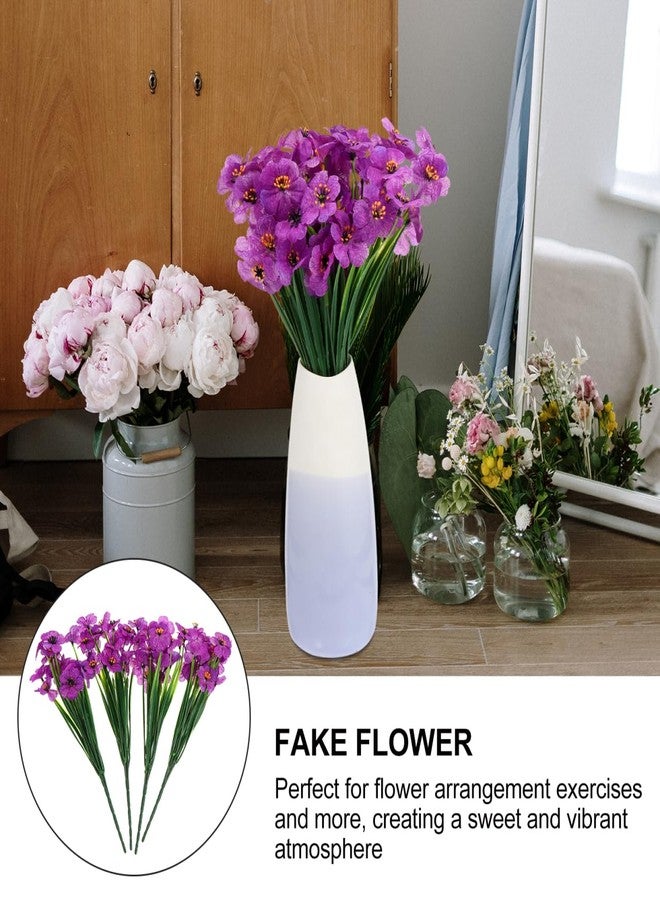 ifundom 4 Bundles Artificial Violet Artificial Purple Flowers Silk Violet Flower Fake African Fake Bloom Bundles Faux Bloom UV Resistant Faux Plants for Vase Indoor Outdoor Home Garden Wedding Decor - Image 5