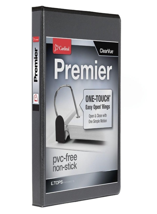 Cardinal 10301 Easy-Open ClearVue Locking Slant-D Binder, 1-Inch Cap, 11 x 8 1/2, Black - Image 1