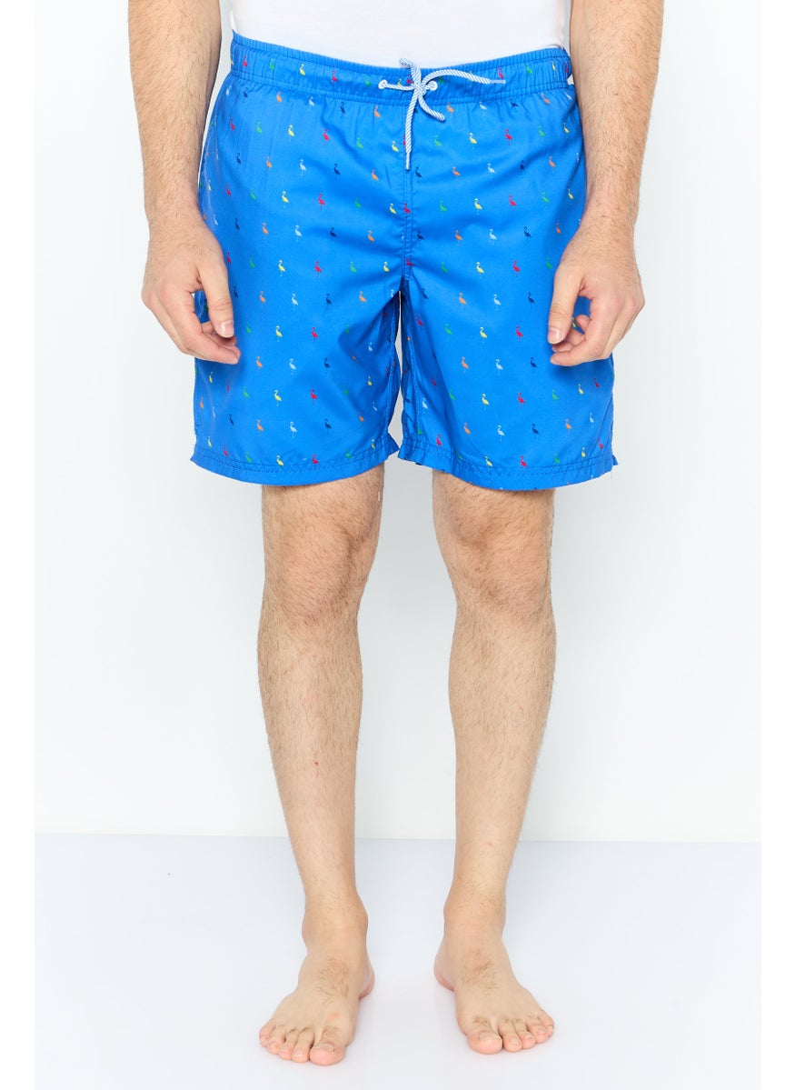 Tailorbyrd Men Allover Print Board Shorts Swimwear, Blue Combo  - Image 1
