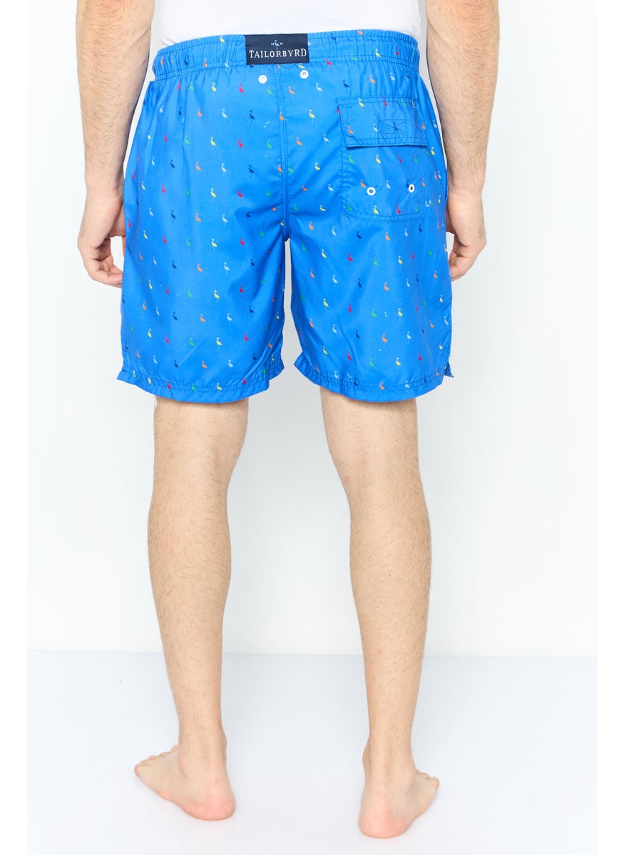 Tailorbyrd Men Allover Print Board Shorts Swimwear, Blue Combo  - Image 4