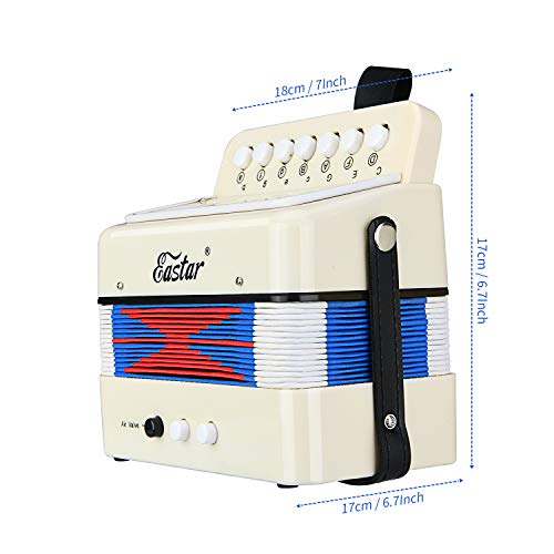 Eastar Kids Accordion Toy Accordian Mini Musical Instruments 10 Keys Button for Child Children Kids Toddlers Beginners (White) - Image 5