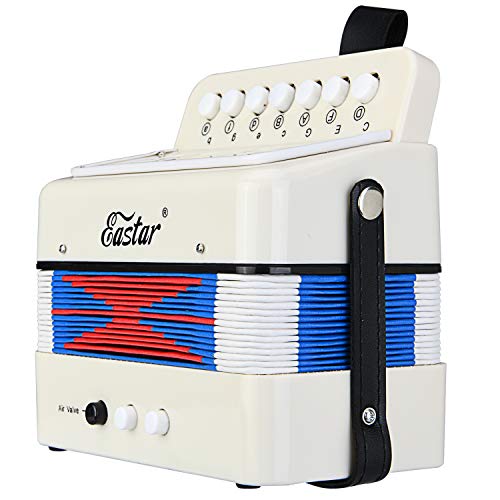 Eastar Kids Accordion Toy Accordian Mini Musical Instruments 10 Keys Button for Child Children Kids Toddlers Beginners (White) - Image 2