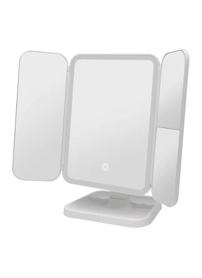 WENGTY WENGTY Trifold Makeup Mirror with Adjustable LED Lights 2X 3X 10X Magnification Lighted Makeup Mirror Touch Control Trifold Makeup Mirror Dual Power Supply Portable LED Makeup Mirror White  - Image 2