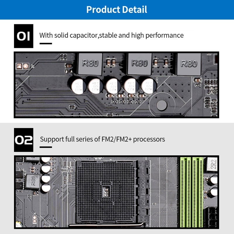 Gaming Motherboard: Black Solid Capacitor Dual Channel DDR3 DIMM - Multiple Phases Power Supply Stable Fast Gaming Experience for High Performance FM2/FM2+ Processor Gaming Builds - Image 2