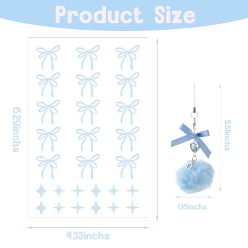 Ceoyiler Bows Stickers for Owala Accessories, Pink Bow and Star Design Waterproof Stickers, Suitable for Owala Water Bottle Accessories (Blue) - Image 2