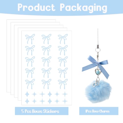 Ceoyiler Bows Stickers for Owala Accessories, Pink Bow and Star Design Waterproof Stickers, Suitable for Owala Water Bottle Accessories (Blue) - Image 3
