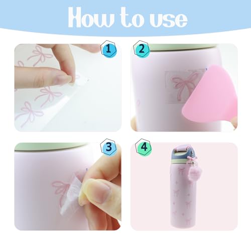 Ceoyiler Bows Stickers for Owala Accessories, Pink Bow and Star Design Waterproof Stickers, Suitable for Owala Water Bottle Accessories (Blue) - Image 4