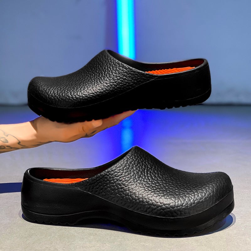 Slip-on Half Slippers Overwear EVA Lightweight Platform Rain Boots Nurses Shoes Oil-Proof Waterproof Chef Safety Work Shoes Black - Image 3