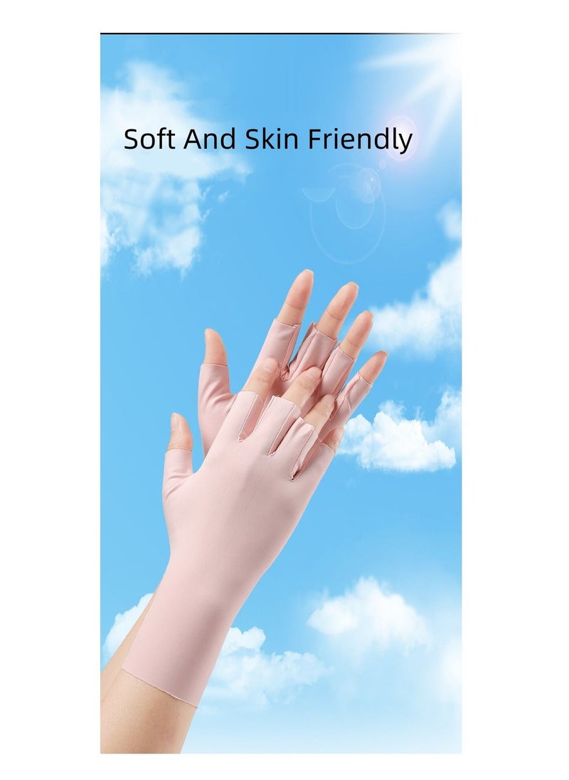 Generic Women's Sunscreen UV Protection Driving Gloves White  - Image 3