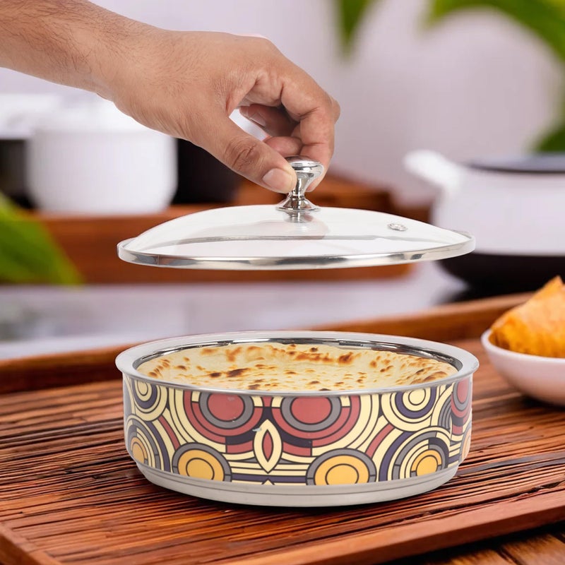 The Better Home Stainless Steel Insulated Casserole For Roti (1.5L) | Hot Boxes For Kitchen | Serving Bowl Set | Kitchen Gift Items | Roti/Chapati Storage Box | House Warming Gifts (Design 3) - Image 1